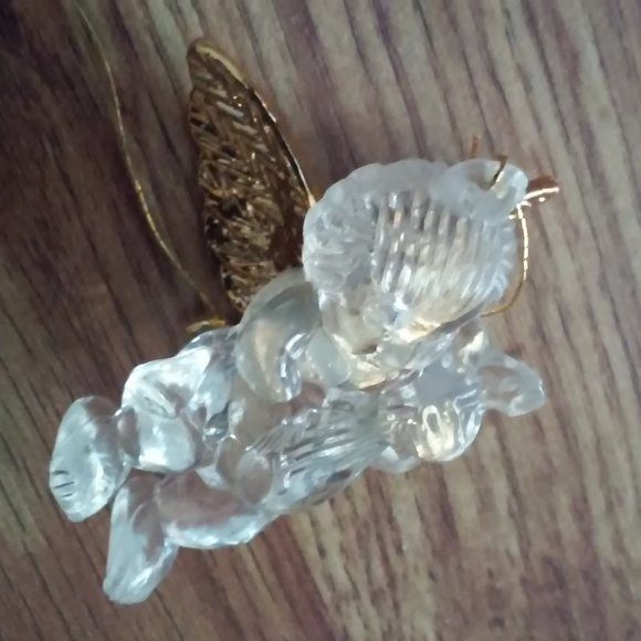 Guardian Angel Wind chimes Gold Top With Clear Angels With Gold Wings New - Picture 4 of 6